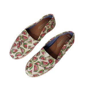 Toms Shoes Womens 6.5 US Brown Multicolor Watermelon Slip On Canvas Shoes